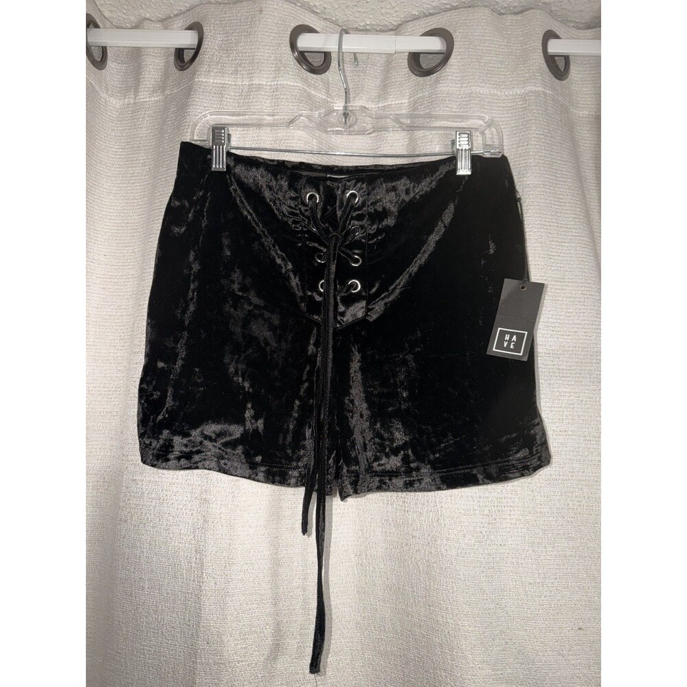 HAVE Fuzzy String Tie Front Women’s Black Stylish Shorts